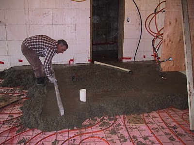 heating tubes in concrete floor