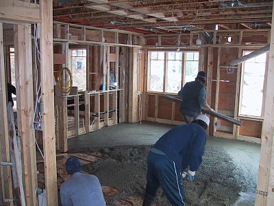 concrete pour over in floor heating tubes